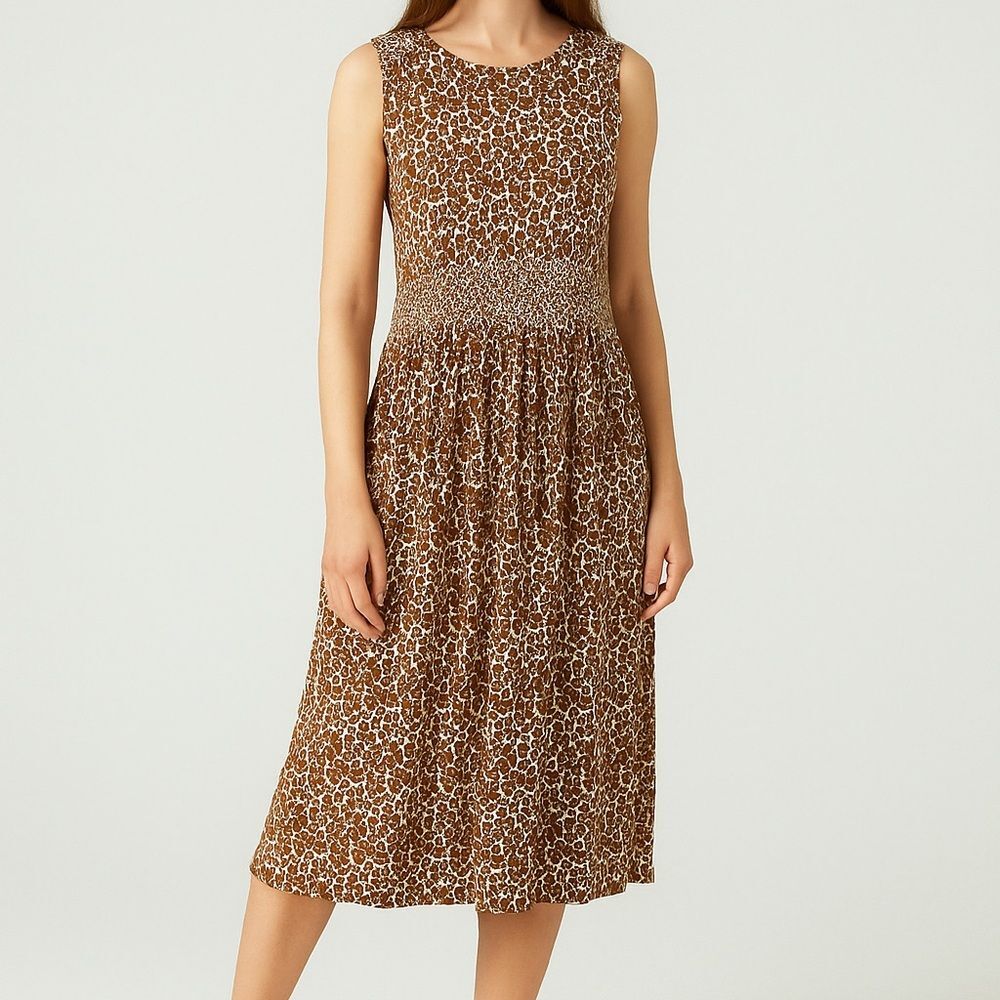 Boden Womens Thea Floral Knit Sleeveless Midi Dress Tan 16/18